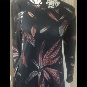 BLACK & FEATHER LONG SLEEVE SWING DRESS